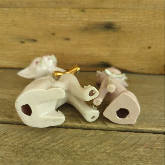 Vintage 1950s Thames Ceramic Spaghetti Cats Figurines Rhinestone Eyes Gold Bows - Picture 9 of 10